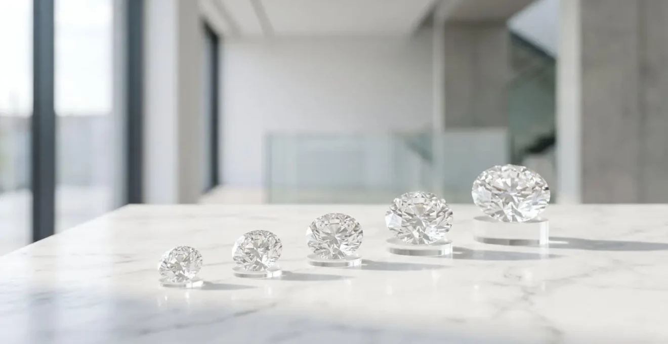 Konzeptuelle Darstellung exponentieller Preissprünge bei Diamanten an Karatgrenzen