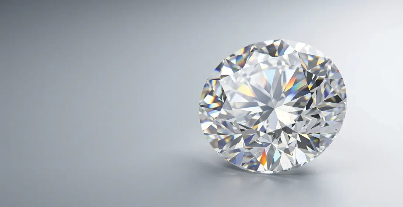 Nahaufnahme eines perfekt geschliffenen Diamanten mit funkelnden Facetten und idealer Lichtbrechung