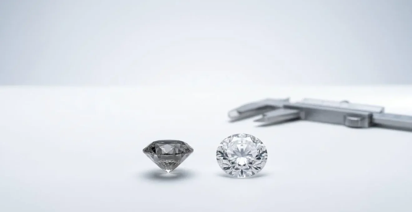 Technische Querschnitt-Darstellung zweier Diamanten mit unterschiedlichen Schliffproportionen und Lichtweg-Visualisierung