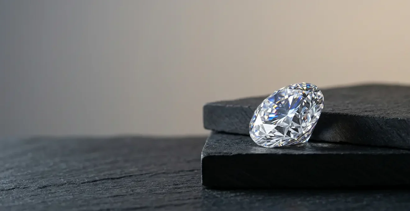 Brillanter Diamant unter professioneller Beleuchtung mit minimalistischem Hintergrund symbolisiert Wertanlage