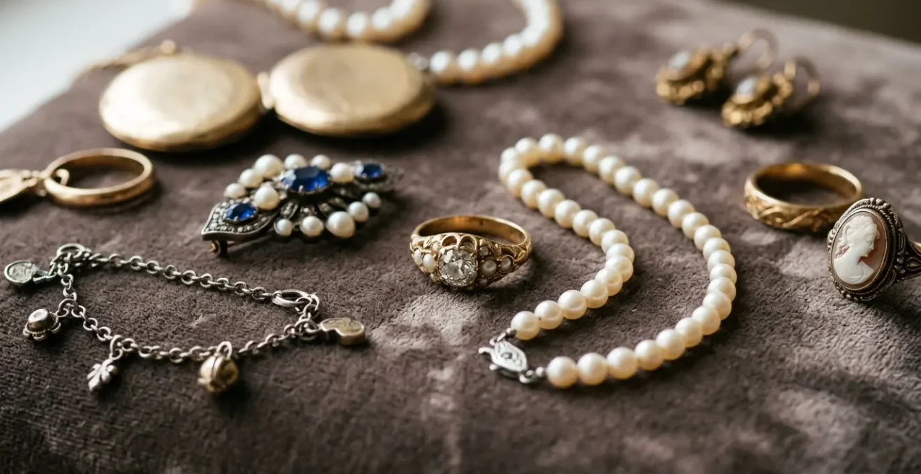 Schmuckstücke auf neutralem Hintergrund mit weichem natürlichem Licht für faire Erbteilung