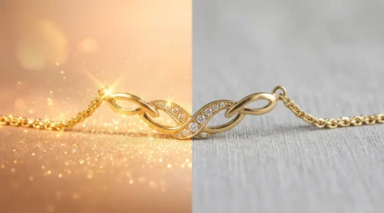 Vergleich zwischen Instagram-gefiltertem Schmuck und der Realität