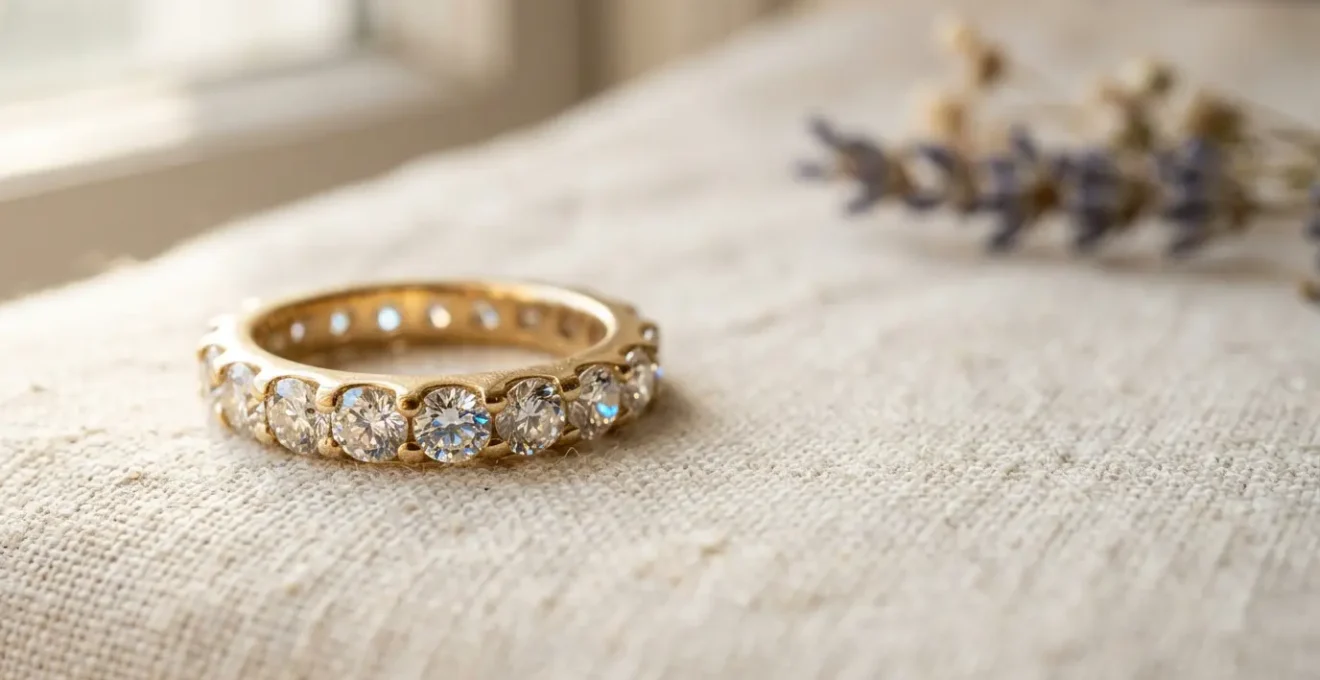 Eleganter Memoire-Ring mit funkelnden Diamanten als Symbol ewiger Liebe und Erinnerungen