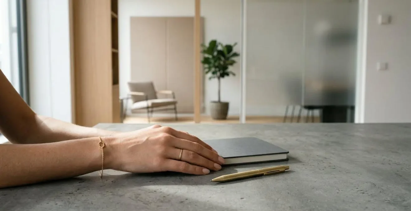 Professionelles Büroambiente mit dezentem Schmuck und eleganter Business-Garderobe