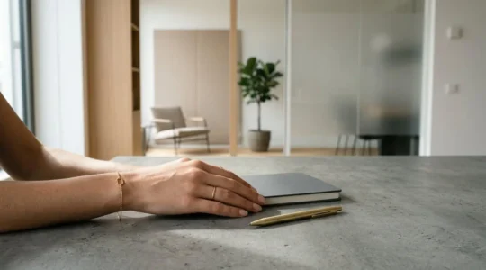 Professionelles Büroambiente mit dezentem Schmuck und eleganter Business-Garderobe